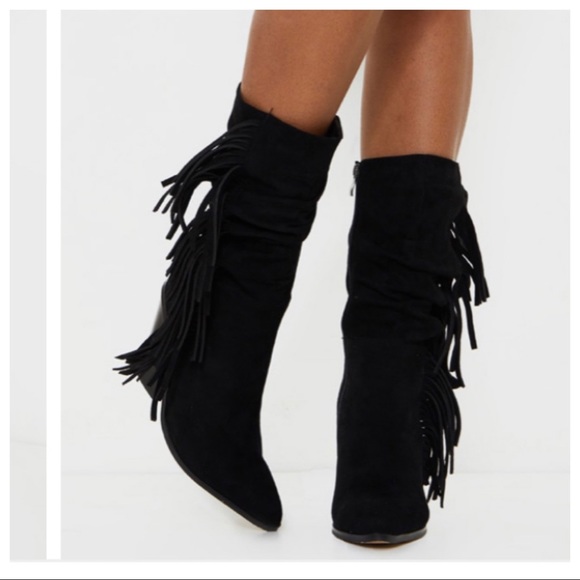 ✨LAST ONE!Paris France! Absolutely Fabulous Black Cowboy western Fringe Boots - Picture 2 of 8